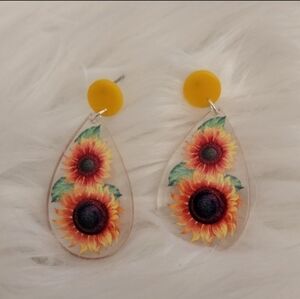 Sunflower Painted Earrings - New